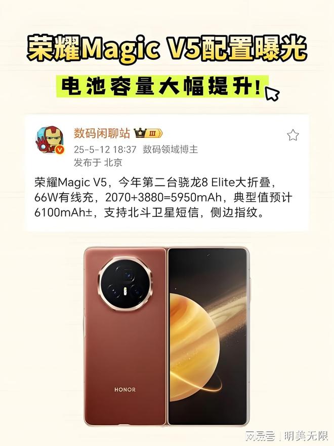 太狠了最薄机身+满血旗舰芯！PP电子荣耀Magic V5(图3)